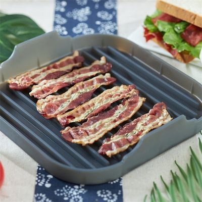 Устойчивая силиконовая беконная сковородка для микроволновки и печи Серая или индивидуальная