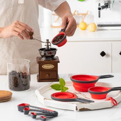 Легкие складываемые мерные чаши и ложки с установкой шкалы для точных результатов