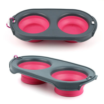 Свертываемая Travel Pet Bowl Силиконовая двойная кошачья собачья чаша для владельцев домашних животных в движении