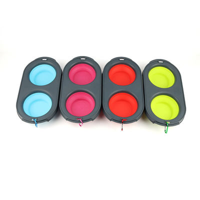 Свертываемая Travel Pet Bowl Силиконовая двойная кошачья собачья чаша для владельцев домашних животных в движении
