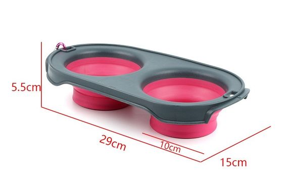 Свертываемая Travel Pet Bowl Силиконовая двойная кошачья собачья чаша для владельцев домашних животных в движении